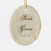 フルーアディライスダマスク2クリーム結婚ズオーナメント セラミックオーナメント (右)