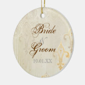 フルーアディライスダマスク2クリーム結婚ズオーナメント セラミックオーナメント (左)