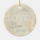 フルーアディライスダマスク2クリーム結婚ズオーナメント セラミックオーナメント (裏面)