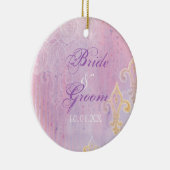 フルーアディライスダマスク2ブルー結婚ズオーナメント セラミックオーナメント (右)