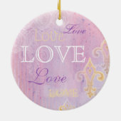 フルーアディライスダマスク2ブルー結婚ズオーナメント セラミックオーナメント (裏面)