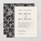 フルーアディライスダマスク – ブラック結婚式招待状 招待状 (正面/裏面)