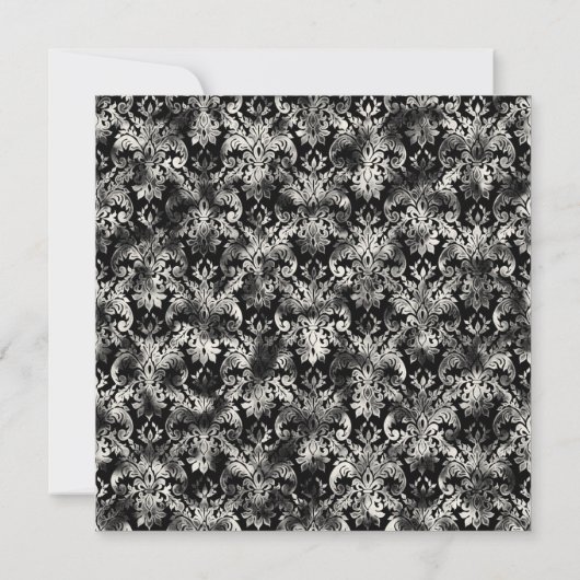 フルーアディライスダマスク – ブラック結婚式招待状 招待状 (裏面)