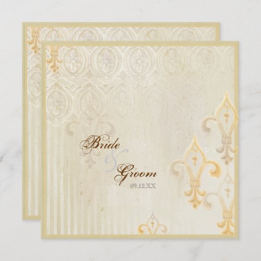 フルーアディリーズダマスク2クリーム結婚式招待状 招待状 (正面/裏面)