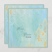 フルーアディリーズダマスク2ブルー – 結婚式招待状 招待状 (正面/裏面)