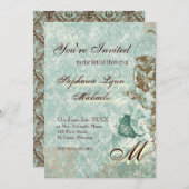 フルーアディリーズダマスク – ブライダルシャワー招待 招待状 (正面/裏面)