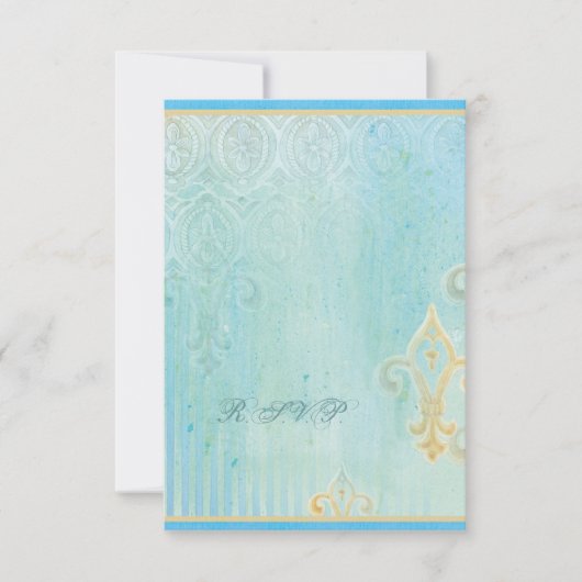 フルーアディLysダマスク2 – ウェディングRSVPレスポンスカード 出欠カード (正面)