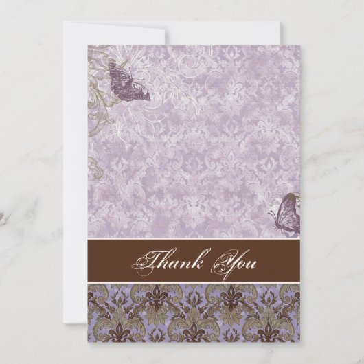 フルーアディLys Damask - 結婚's Thank You Notes 招待状 (正面)