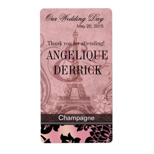 フルーアデパリエッフェルタワー |ピンクワインラベル ラベル (正面)