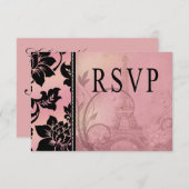 フルーアデパリエッフェルタワーRSVP | ピンク 出欠カード (正面/裏面)