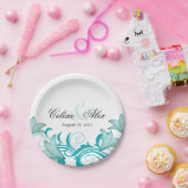 フルーアデリカフローラ結婚ズ |ティール（緑がかった色） ペーパープレート (パーティー)