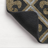 フルーアデリスのモザイクタイルのパターン黒と金ゴールド マウスパッド (コーナー)