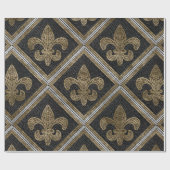 フルーアデリスのモザイクタイルのパターン黒と金ゴールド ラッピングペーパー (フラット)