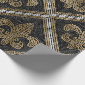 フルーアデリスのモザイクタイルのパターン黒と金ゴールド ラッピングペーパー (角)