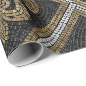 フルーアデリスのモザイクタイルのパターン黒と金ゴールド ラッピングペーパー (ロールコーナー)