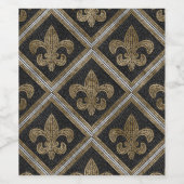 フルーアデリスのモザイクタイルのパターン黒と金ゴールド ワインラベル (シングルラベル)