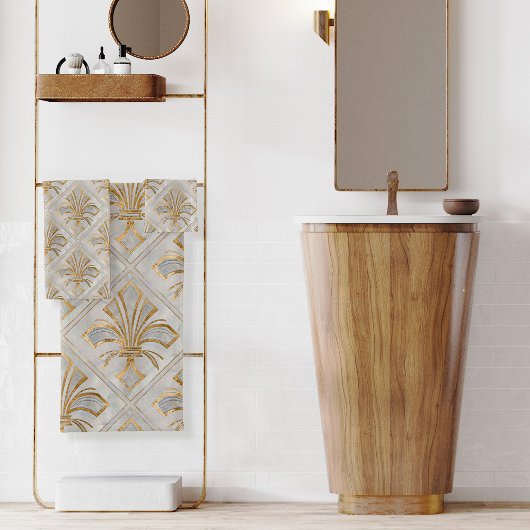 フルーアデリスアールデコ – 真珠と金ゴールド バスタオルセット