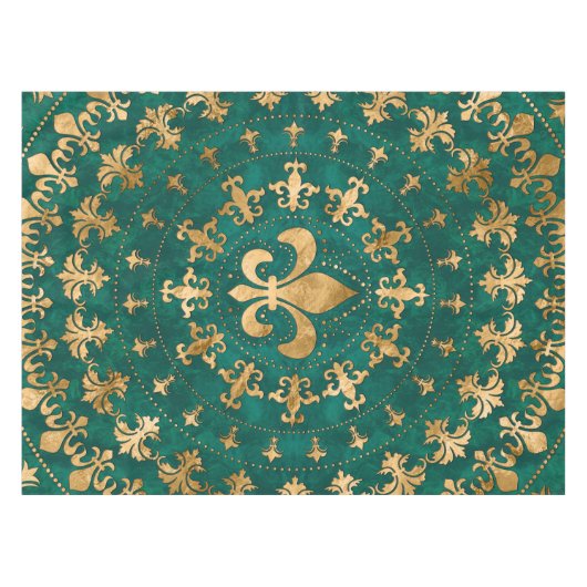 フルーアデリスオーナメントエメラルドグリーン テーブルクロス (正面(横))