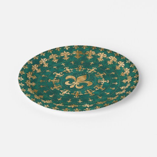 フルーアデリスオーナメントエメラルドグリーン ペーパープレート (アングル)