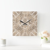 フルーアデリスオーナメントパステル金ゴールド スクエア壁時計 (ホーム)