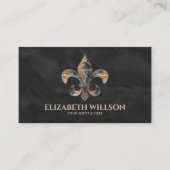フルーアデリスオーナメントブラックマーブルアンド金ゴールド 名刺 (正面)