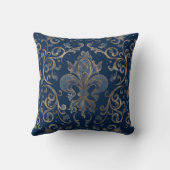 フルーアデリスオーナメントブルーマーブルアンド金ゴールド クッション (裏面)