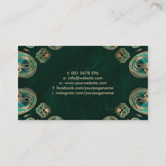 フルーアデリスオーナメントマラカイトと金ゴールド 名刺 (裏面)