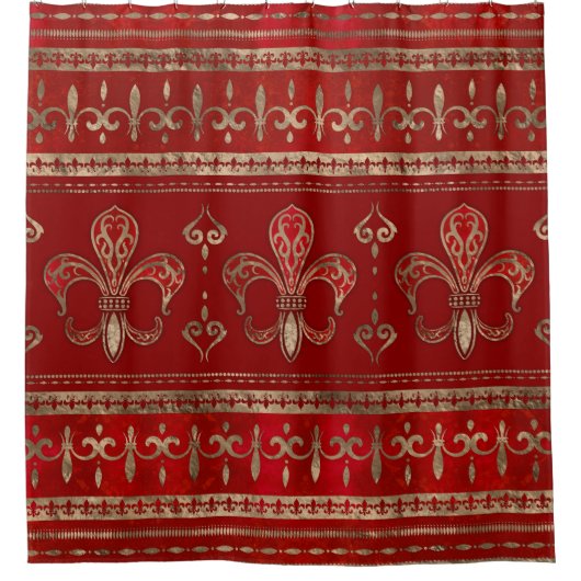 フルーアデリスオーナメントラグジュアリーレッド シャワーカーテン (正面)