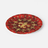 フルーアデリスオーナメントレッドマーブルアンド金ゴールド ペーパープレート (アングル)