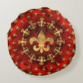 フルーアデリスオーナメントレッドマーブルアンド金ゴールド ラウンドクッション (裏面)