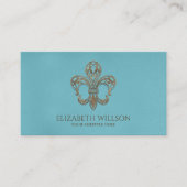 フルーアデリスオーナメントヴィンテージ金ゴールドと青 名刺 (正面)