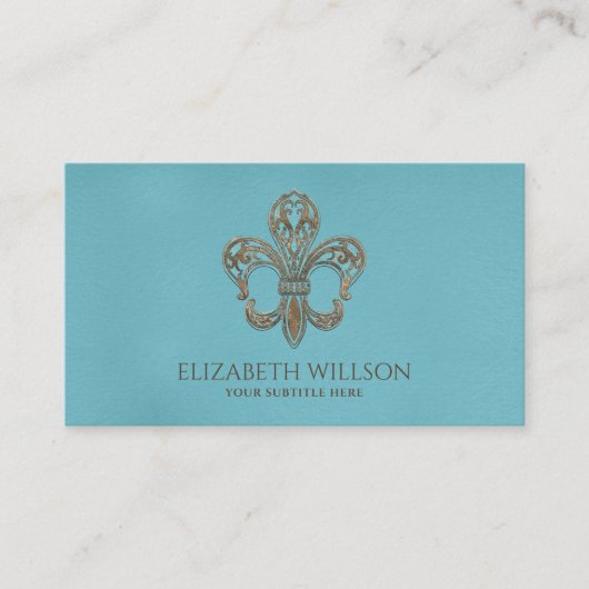 フルーアデリスオーナメントヴィンテージ金ゴールドと青 名刺 (正面)