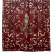 フルーアデリスオーナメント赤と金ゴールド シャワーカーテン (正面)