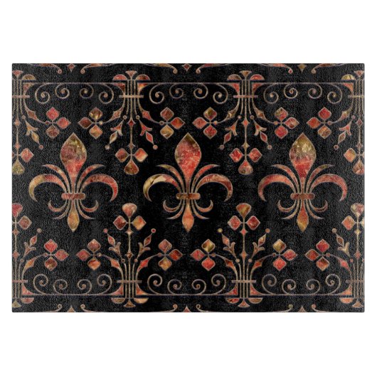 フルーアデリスオーナメント赤大理石 カッティングボード (正面)