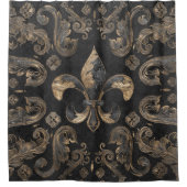 フルーアデリスラグジュアリーオーナメント – ブラックマーブル シャワーカーテン (正面)