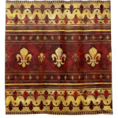 フルーアデリスレッドマーブルアンド金ゴールド シャワーカーテン (正面)