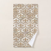 フルーアデリス模様の真珠と金ゴールド バスタオルセット (ハンドタオル)