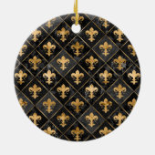 フルーアデリス模様ブラックマーブルアンド金ゴールド セラミックオーナメント (裏面)