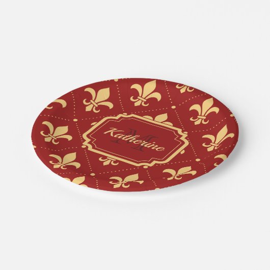 フルーアデリス模様 ペーパープレート (アングル)