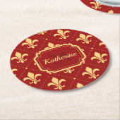 フルーアデリス模様 ラウンドペーパーコースター (アングル)