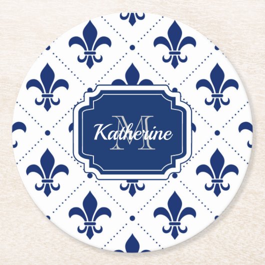 フルーアデリス模様 ラウンドペーパーコースター (正面)