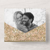 フルーアデリス赤面ピンク金ゴールドグリッターグラム結婚ズ オールインワン招待状 (裏面)