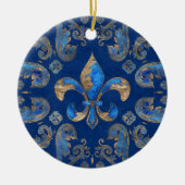 フルーアデリス高級オーナメントブルーマーブル セラミックオーナメント (正面)