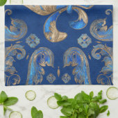 フルーアデリス高級オーナメント – 青大理石 キッチンタオル (折り畳み)