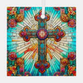 フルーアデリス・サンキャッチャーのステンドグラスデザイン ガラスオーナメント (裏面)