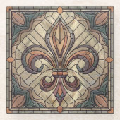 フルーアデリス – ステンドグラスのモザイクアート ガラスコースター (正面)