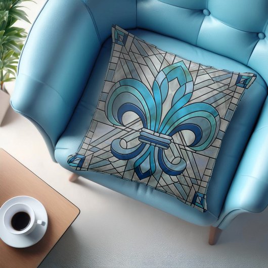 フルーアデリス – ステンドグラスのモザイクアート クッション