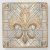 フルーアデリス – ステンドグラスのモザイクアート ストーンコースター (正面)