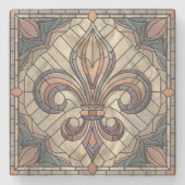 フルーアデリス – ステンドグラスのモザイクアート ストーンコースター (正面)