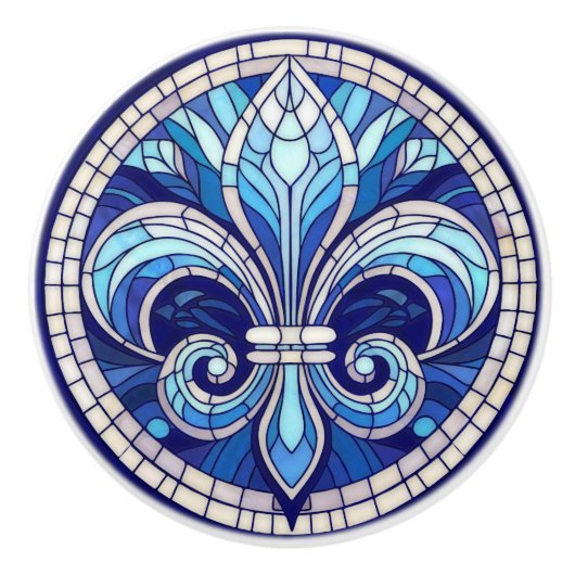 フルーアデリス – ステンドグラスのモザイクアート セラミックノブ (正面)